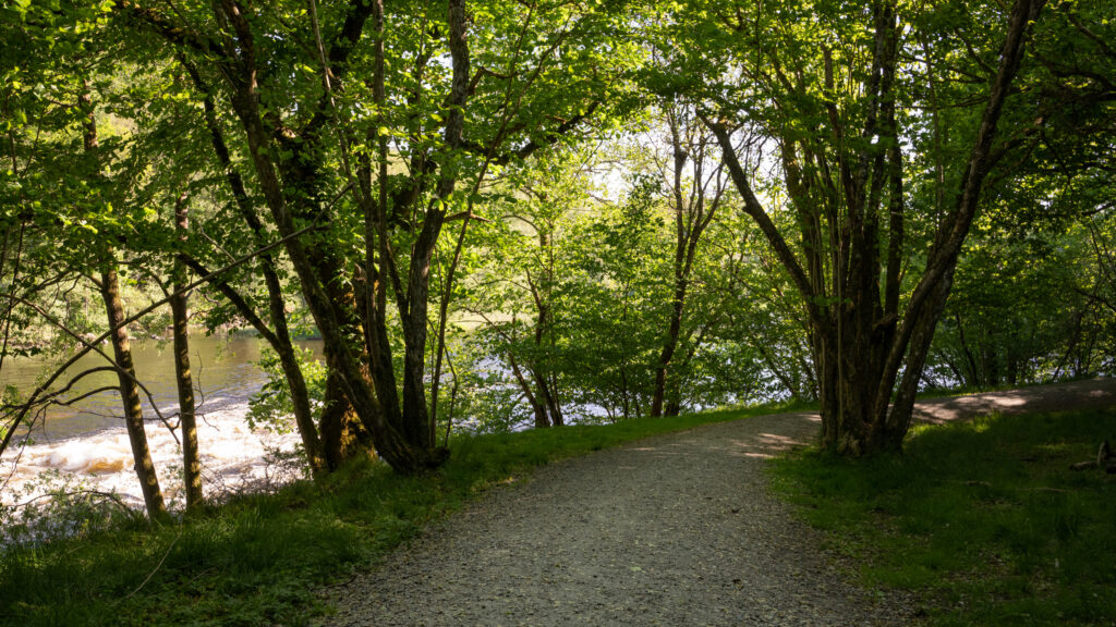 Grusad stig vid å. Foto.