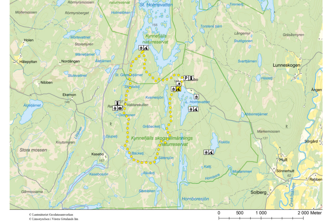 Vandringsförslag i Kynnefjäll. Karta.