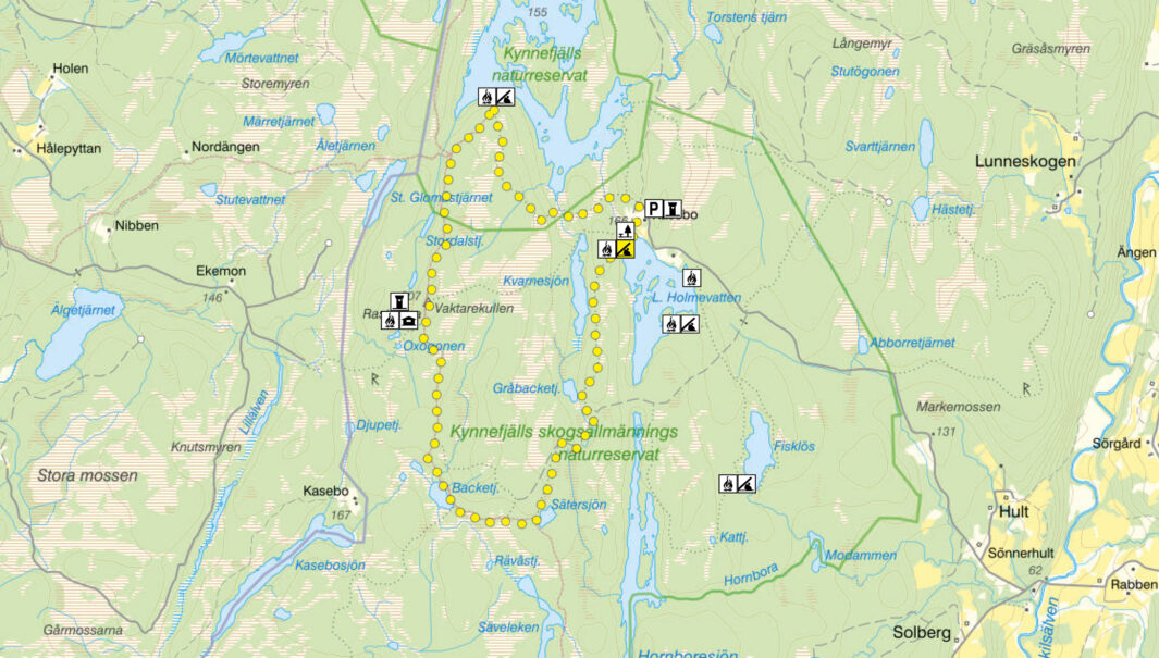 Vandringsförslag i Kynnefjäll. Karta.